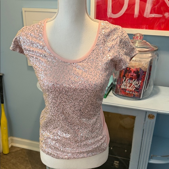 White House Black Market Tops - White House/Black Market Light Pink Sequin Women's Top